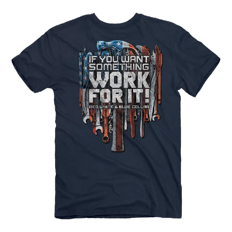 seasonal t-shirts fall collection -Red, White, and Blue Collar - Work T-Shirt