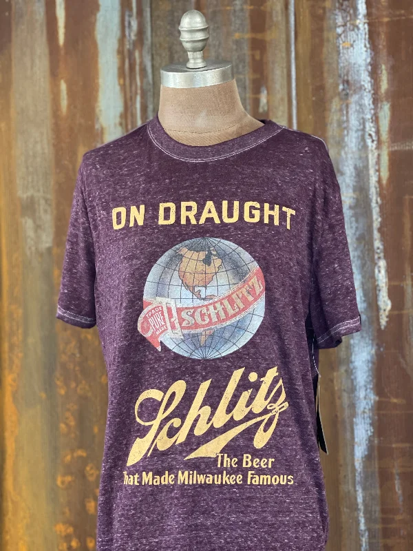 plus size t-shirts women -Schlitz on Draught LUXE Tee- Plum CLEARANCE