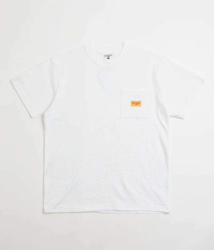 surf t-shirts beach vibe -Service Works Waffle Pocket T-Shirt - White