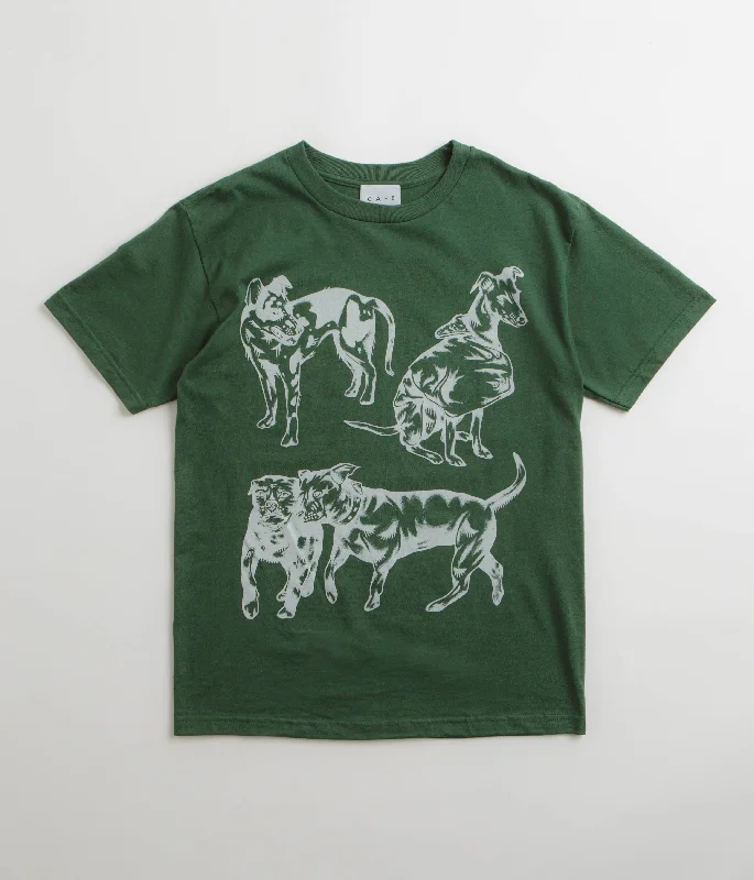 pet lover t-shirts dog print -Skateboard Cafe Pooch T-Shirt - Forest Green