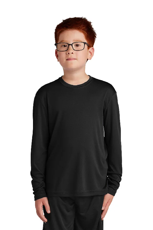 retro soft t-shirts -Sport-Tek Youth Competitor Moisture Wicking Long Sleeve Crewneck T-Shirt - Black