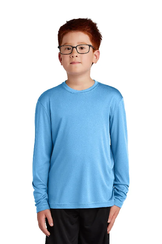 travel pants wrinkle free -Sport-Tek Youth Competitor Moisture Wicking Long Sleeve Crewneck T-Shirt - Carolina Blue