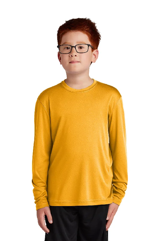 urban pants street style -Sport-Tek Youth Competitor Moisture Wicking Long Sleeve Crewneck T-Shirt - Gold