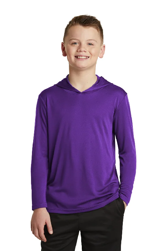 running pants lightweight -Sport-Tek Youth Competitor Moisture Wicking Long Sleeve Hooded T-Shirt Hoodie - Purple - Closeout