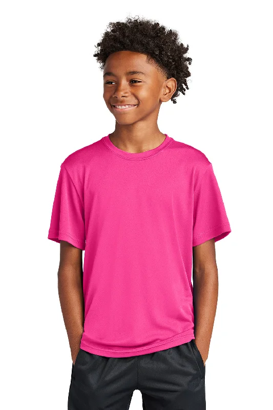 athletic basic t-shirts -Sport-Tek Youth Competitor Moisture Wicking Short Sleeve Crewneck T-Shirt - Neon Pink