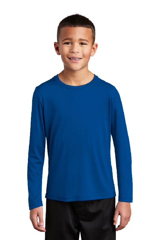 tie-dye t-shirts diy -Sport-Tek Youth Moisture Wicking Long Sleeve Crewneck T-Shirt - True Royal Blue