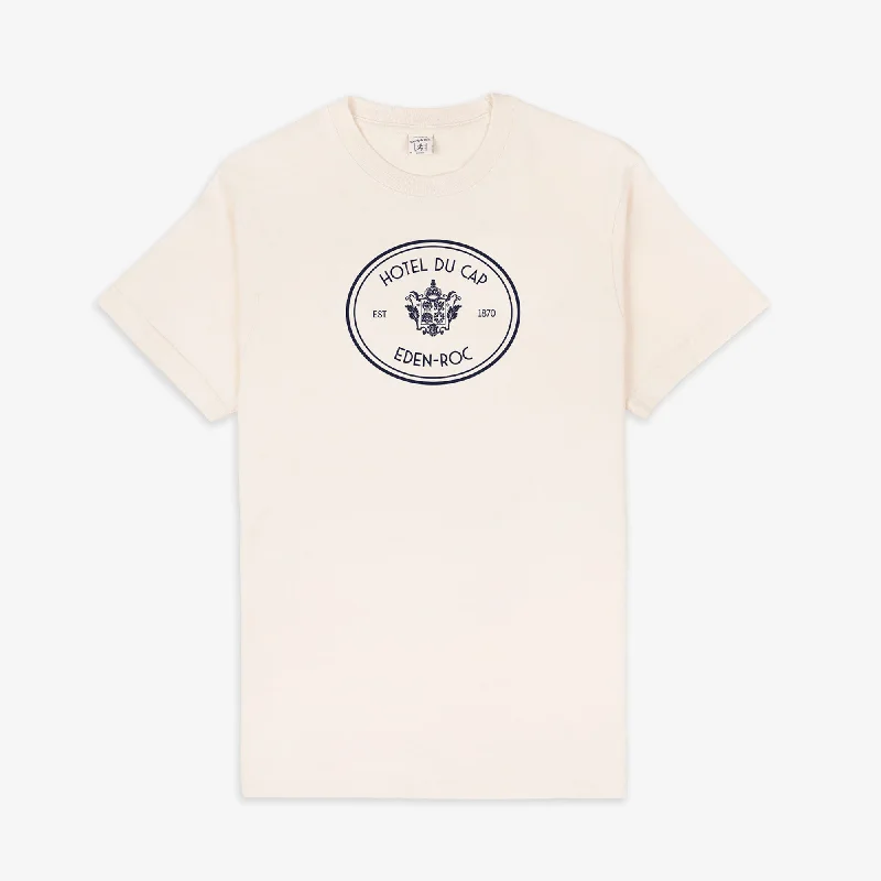 premium t-shirts high quality -SPORTY & RICH | EDEN CREST KENNEDY T-SHIRT { CREAM/NAVY