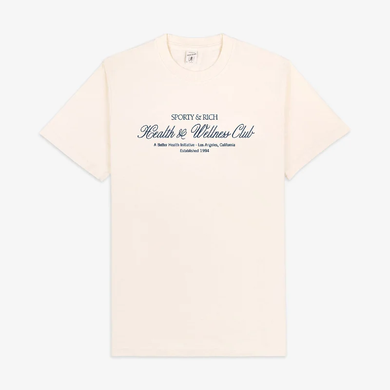 pleated pants formal look -SPORTY & RICH | H&W CLUB T-SHIRT { CREAM/NAVY