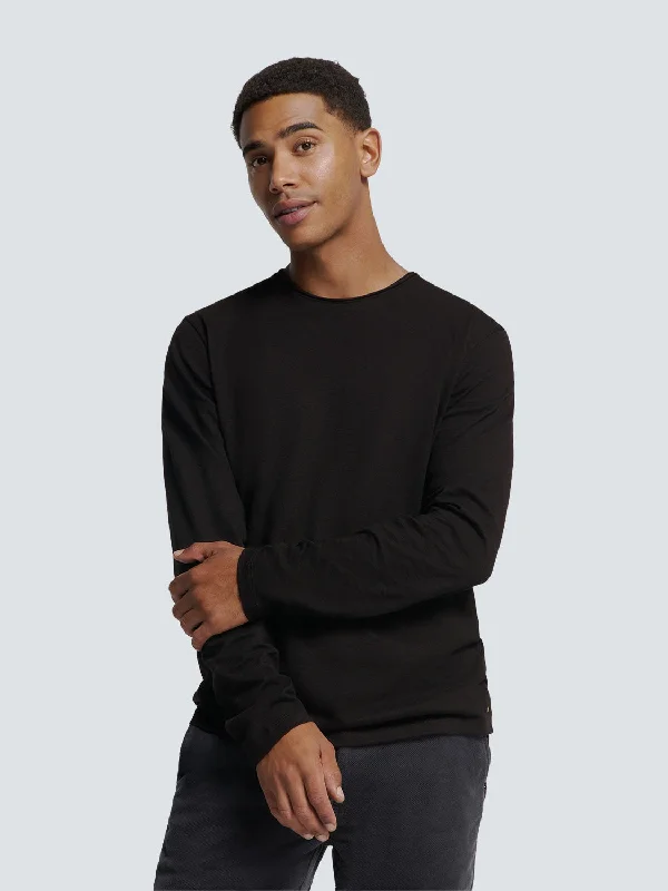 lightweight t-shirts summer -Long Sleeve T-shirt: Stylish Comfort for Everyday Use | Black