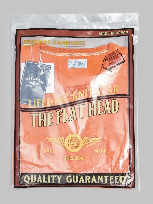 funny vintage t-shirts -The Flat Head Loopwheeled Heavyweight Plain T-Shirt Dark Orange