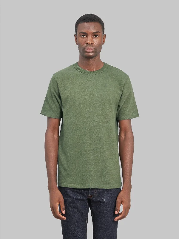 business casual pants -UES No.8 Slub Nep Short Sleeve T-Shirt Green