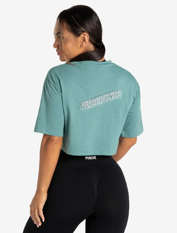 summer retro t-shirts -Wave Crop T-Shirt - Teal