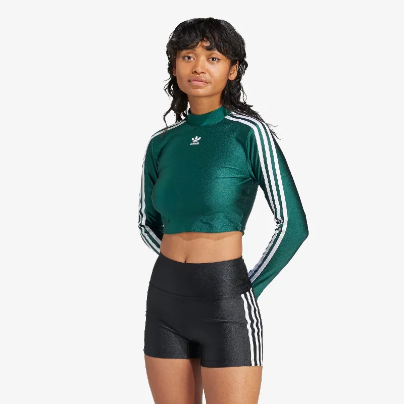 soft casual t-shirts -Adidas Originals | WMN'S 3-STRIPES CROPPED LONG SLEEVE TEE