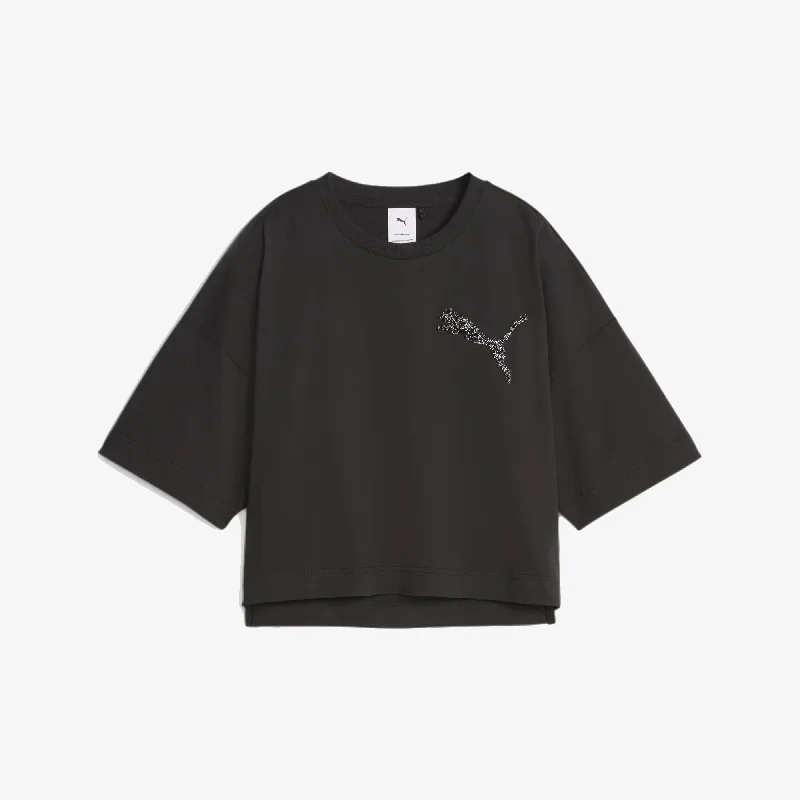 kids athletic t-shirts -Puma | WMN'S SWAROVSKI CRYSTALS TEE  { BLACK