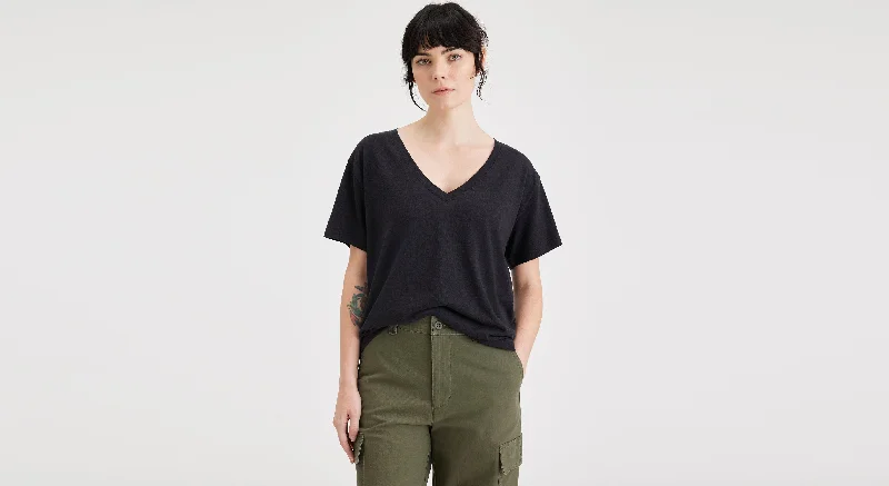 hiking pants quick dry -Women's Deep V-Neck Tee Shirt