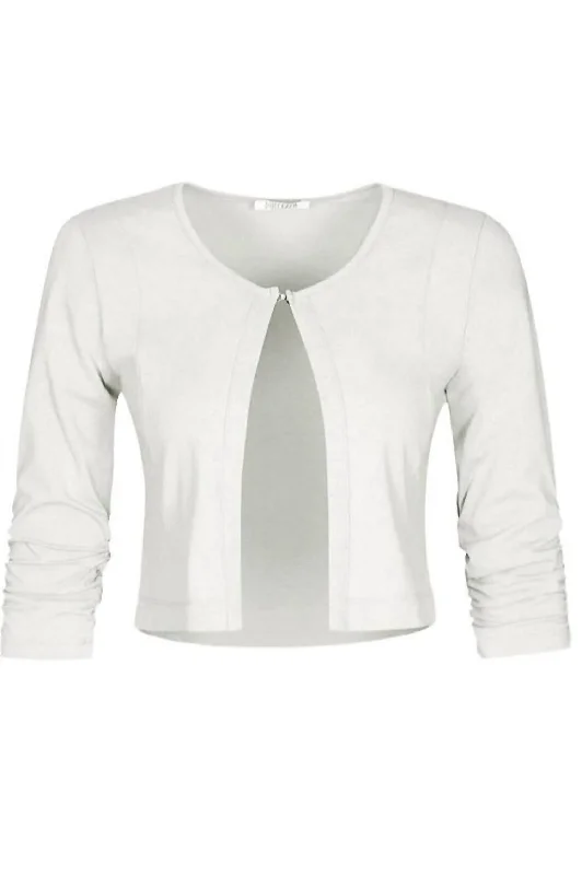 White cardigan with cable back -Basic Essential Front Tie Cardigan In White