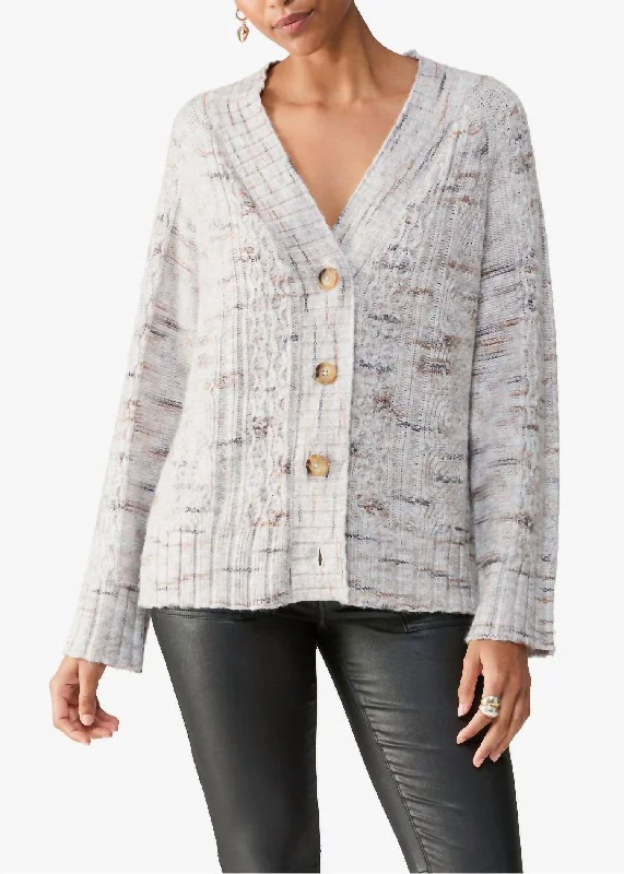 Black cardigan for evening style -Cozy Mornings Cardigan In Light Mineral Multi