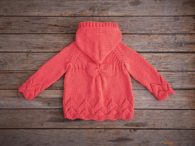 Cardigan with tree pattern -Hooded Cardigan With Bow