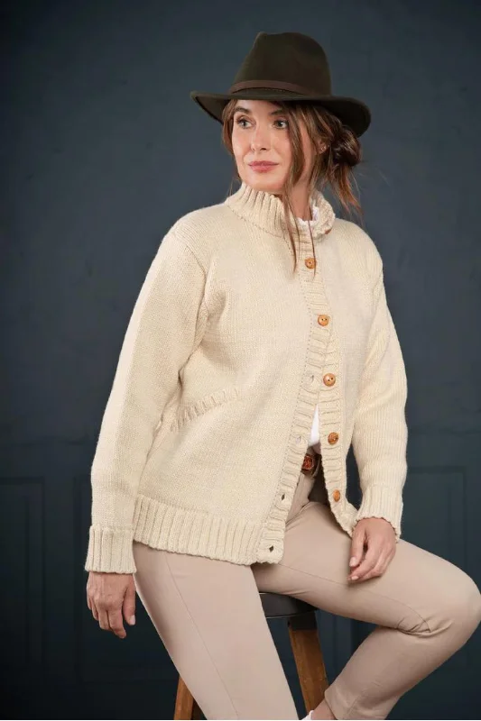 Cardigan with floral embroidery -Orizon - Victoria Cardigan - Natural