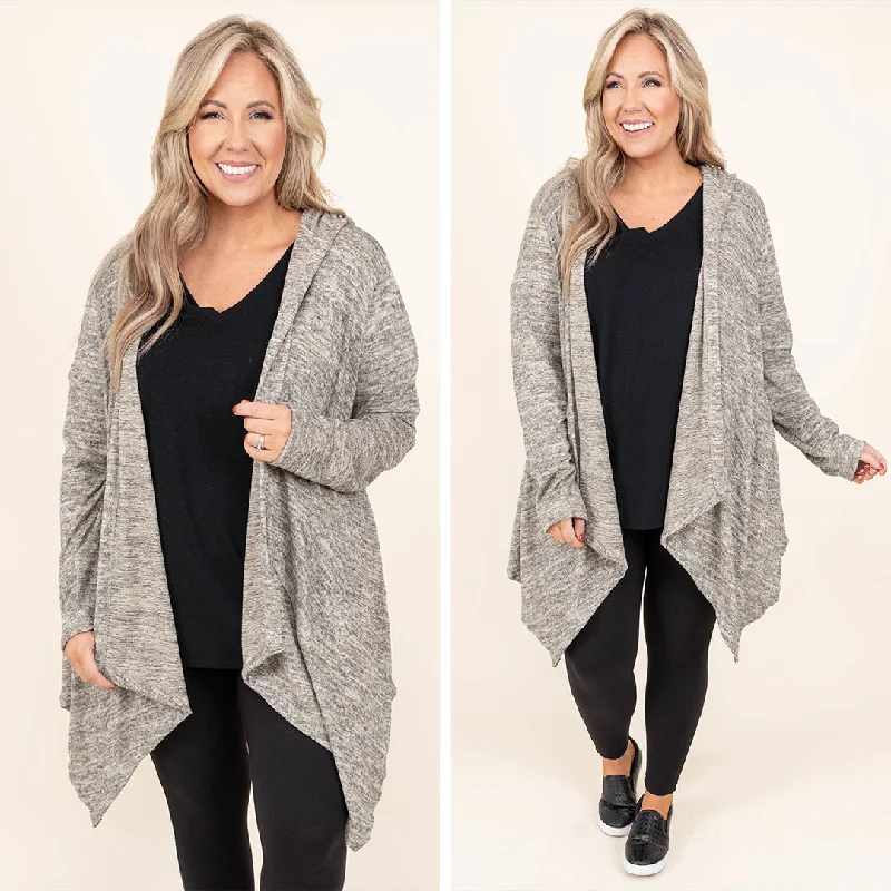 Cardigan with soft wool -Two Sides To The Story Cardigan, Oatmeal