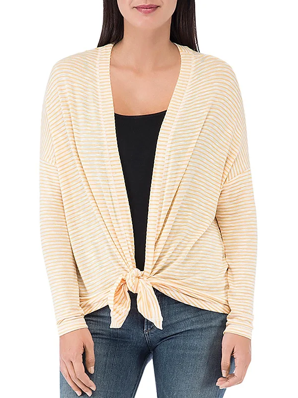 Lightweight cardigan for fall days -Womens Striped Open Front Cardigan Sweater