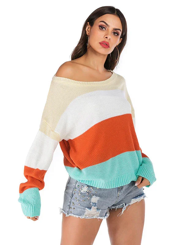 Pullover sweater with short tie -TastyHottie - LOOSE ROUND NECK LONG SLEEVE SWEATER