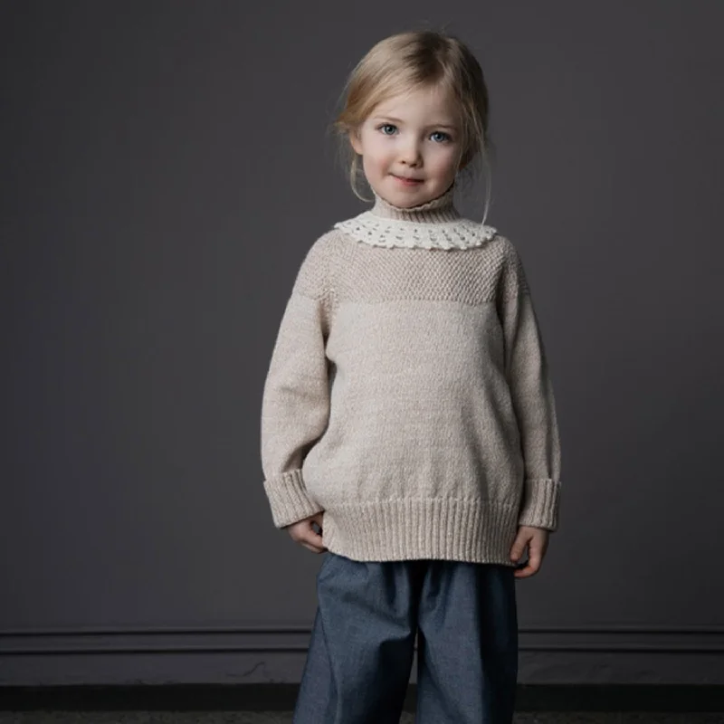 Pullover sweater with brass buttons -Baby & Kids Alpaca/Merino Wool Sailor Sweater - Cream Twist