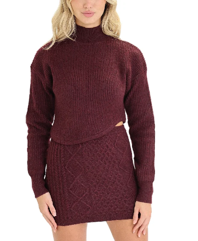 Pullover sweater with front lace -Asymmetrical Crop Sweater