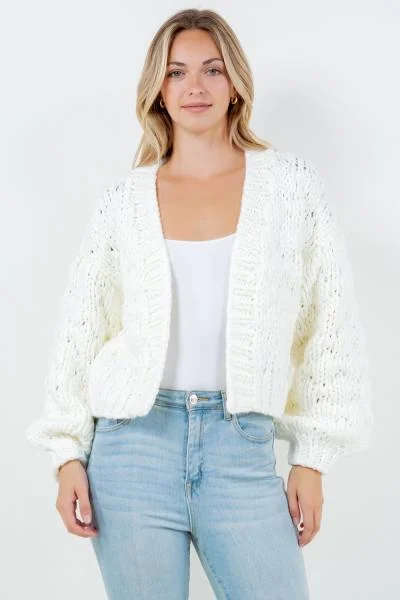 Cardigan with fuzzy cuffs -Balero Cardigan