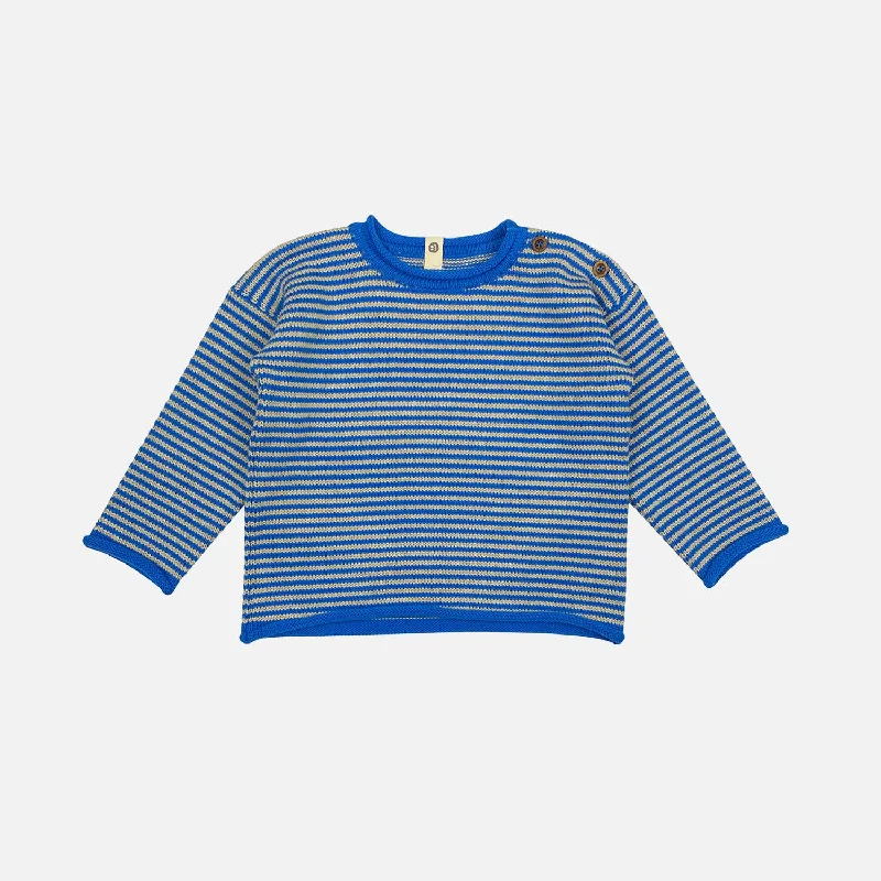 Pullover sweater with abstract print -Baby & Kids Cotton Sweater - Latte/Galaxy Blue Stripe