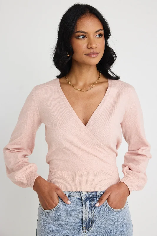 Lightweight cardigan for cool days -Cross My Heart Blush Ballerina Fine Knit Wrap Cardigan