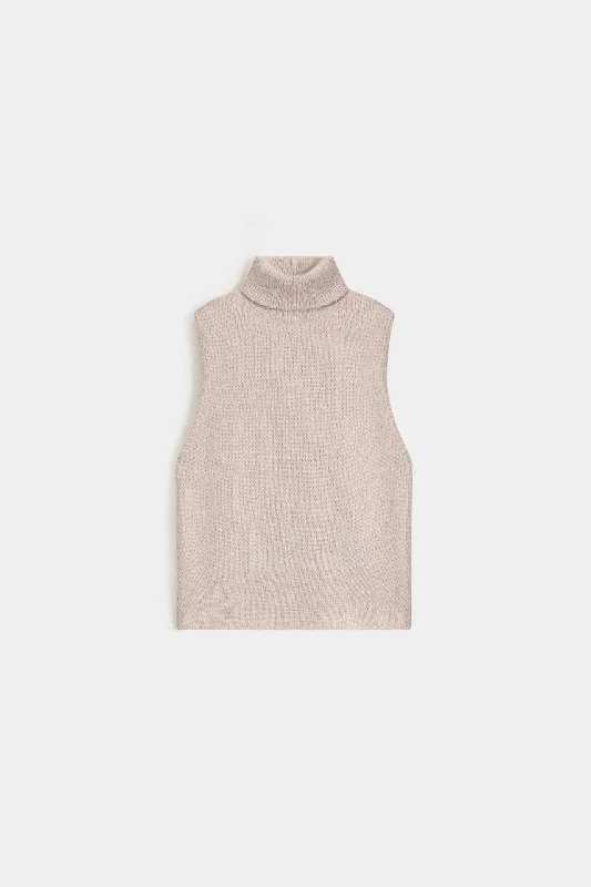 Pullover sweater with ribbed collar -Super Cropped Halter Neck Sweater