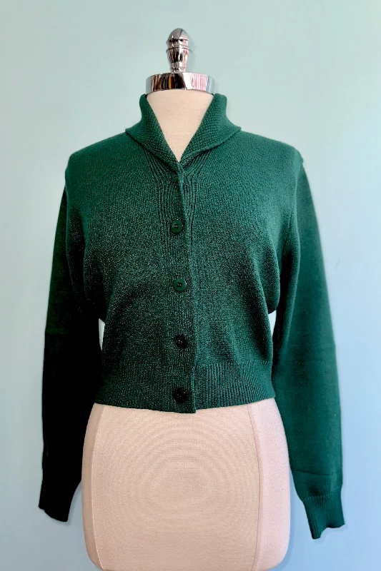 Cardigan with floral back -Forest Green Violet Cardigan by Banned