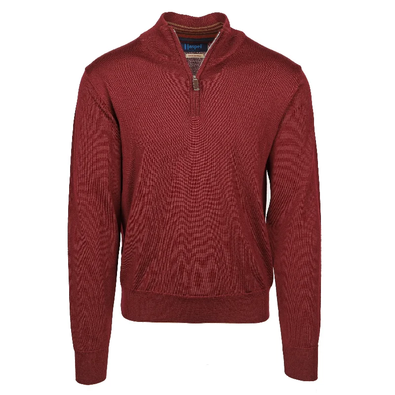 Pullover sweater with fitted cuffs -Lafayette Merlot Quarter Zip Sweater