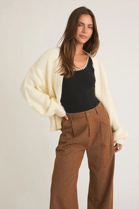 Warm cardigan for cold nights -Lanelle Open Front Boxy Cardigan