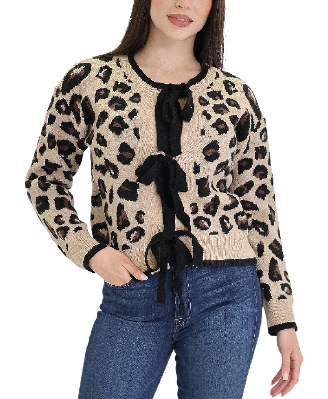 Cardigan with buttons for elderly -Leopard Cardigan Sweater