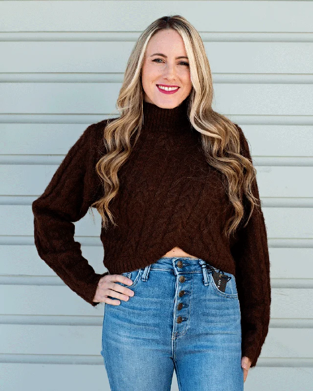 Pullover sweater with loose weave -Knit Overlap Sweater