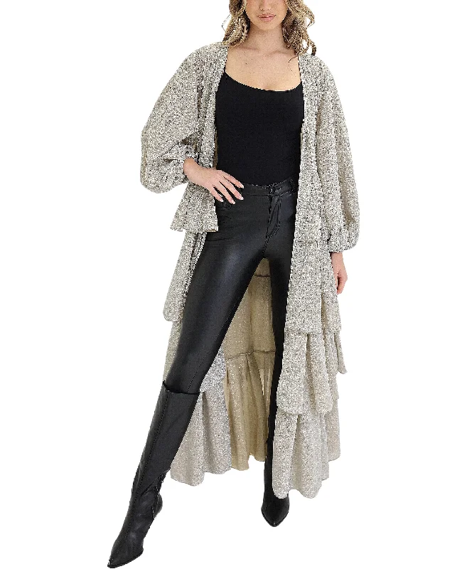 Cardigan with floral embroidery -Lurex Shimmer Tiered Duster