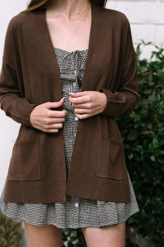 Cardigan with relaxed cuffs -Lynette Open Knit Cardigan