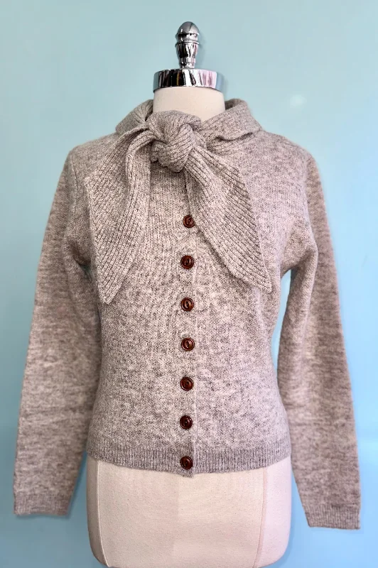 Cardigan with striped pattern -Posey Tie Cardigan in Biscuit by Banned