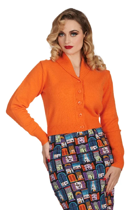 Cardigan with front lace-up -Pumpkin Orange Violet Cardigan by Banned