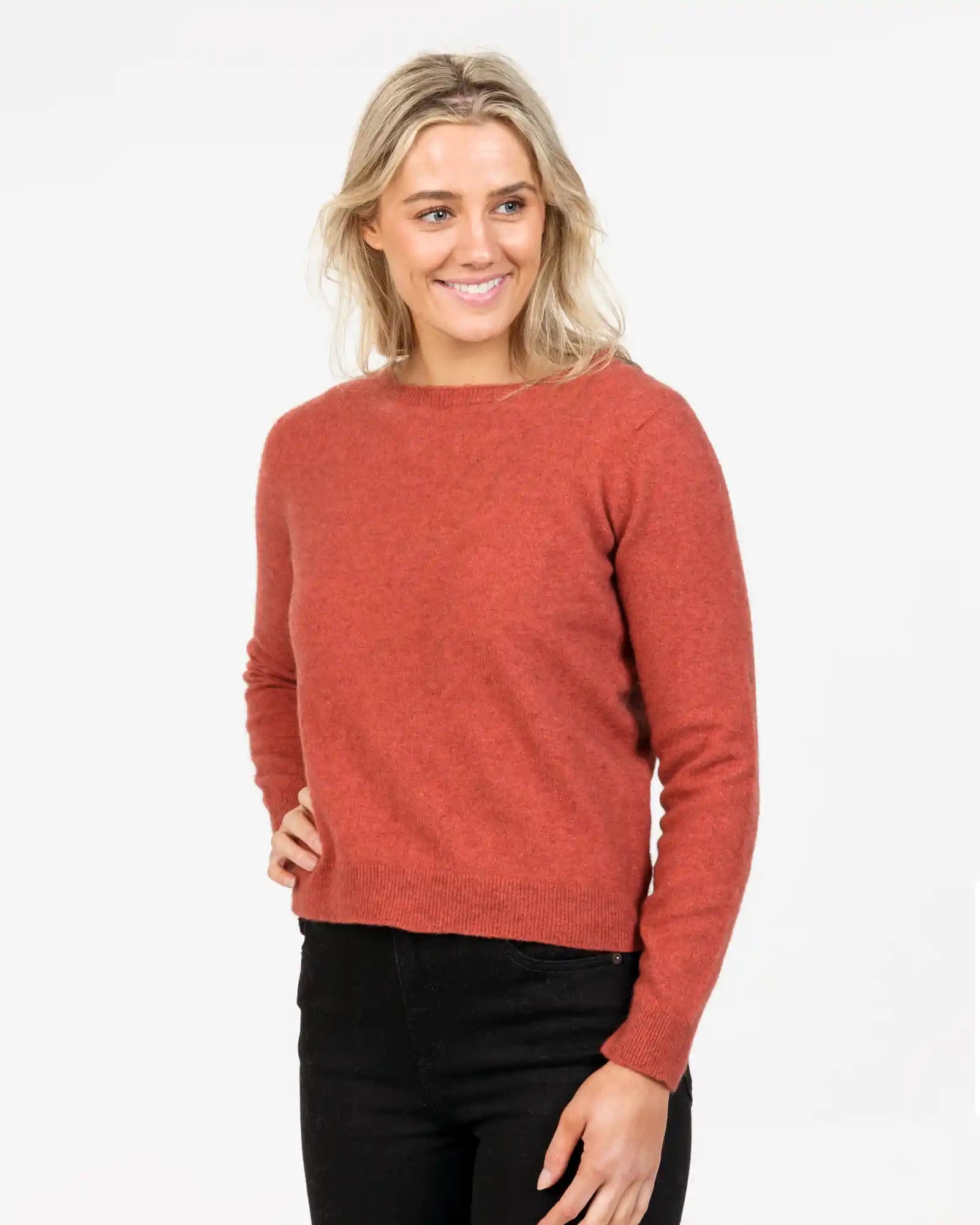 Pullover sweater with grid design -Rosewood Women's Cropped Crew Neck Sweater - NB870