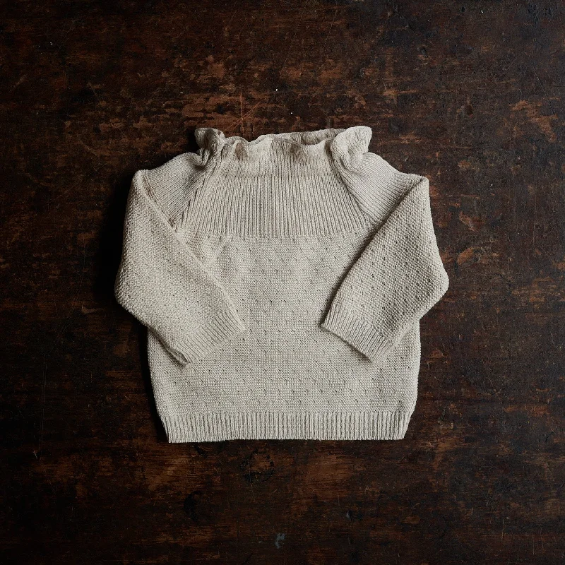 Pullover sweater with fuzzy sleeves -Baby Cotton Pointelle Sweater - Dune