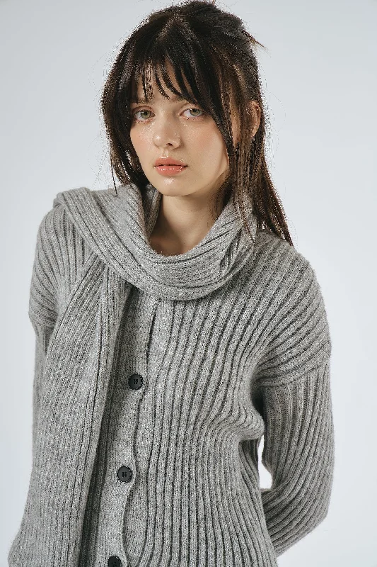 Thick cardigan for outdoor use -Selin Chunky Cardi w/Scarf