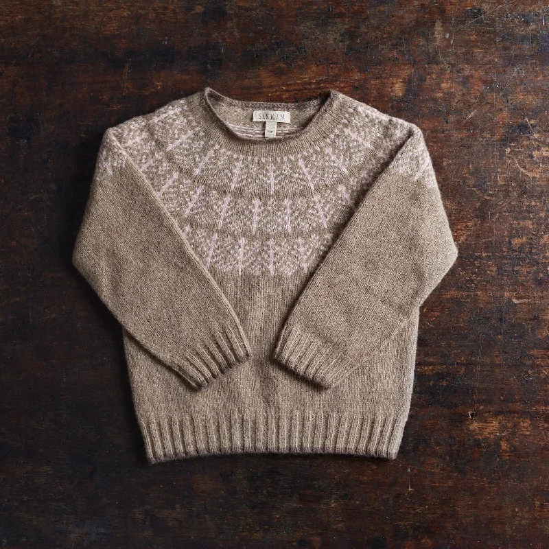 Pullover sweater with side tie -Winter Fairisle Sweater - Lambswool - Feather