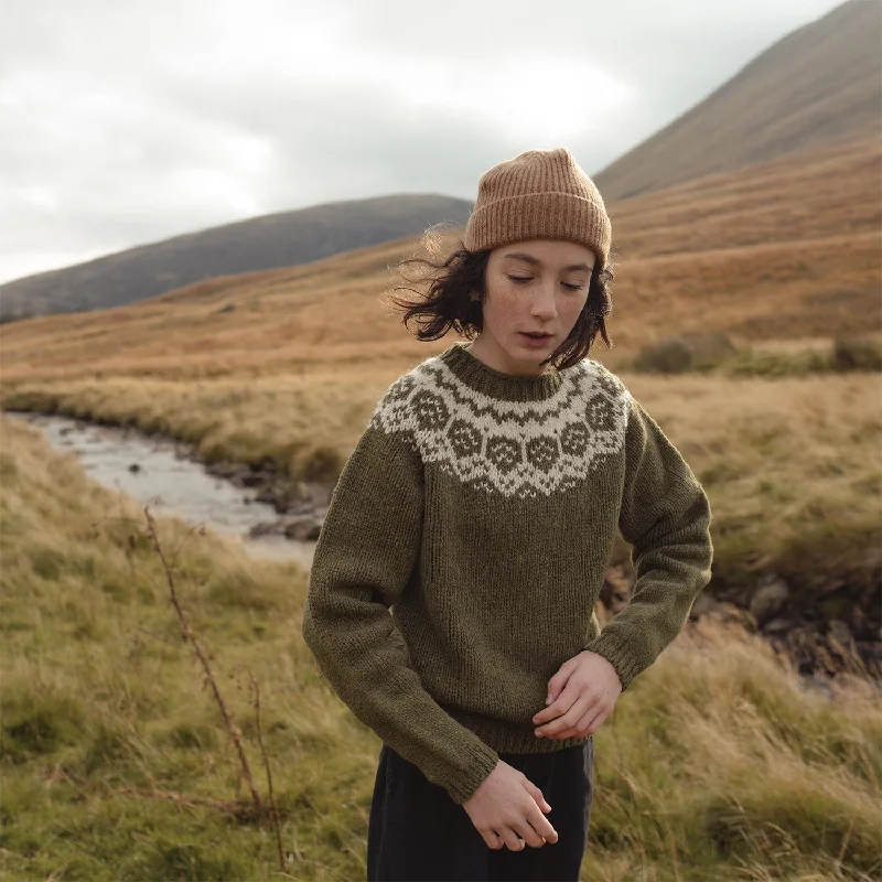 Pullover sweater with ribbed collar -Norse Sweater - Donegal Wool - Ivy