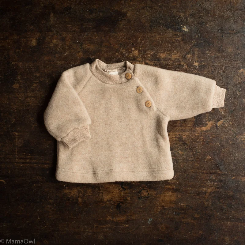 Pullover sweater with boxy sleeves -Puffin Baby & Kids Sweater - Merino Wool Fleece - Sandstorm