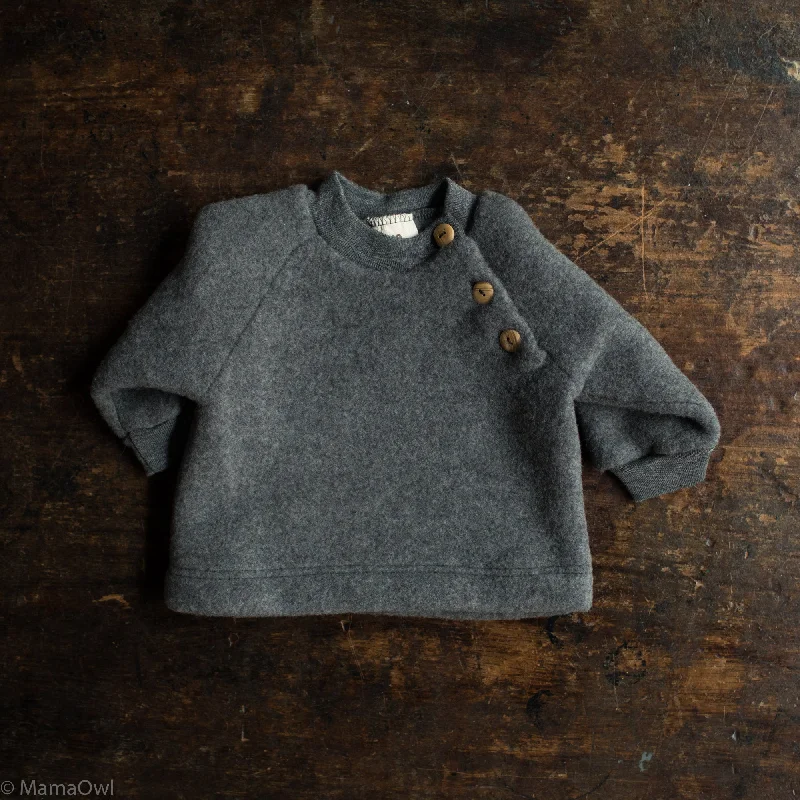 Pullover sweater with heart design -Puffin Baby & Kids Sweater - Merino Wool Fleece - Slate