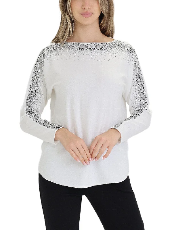 Pullover sweater with pearl buttons -Snake Print Sequin Sweater