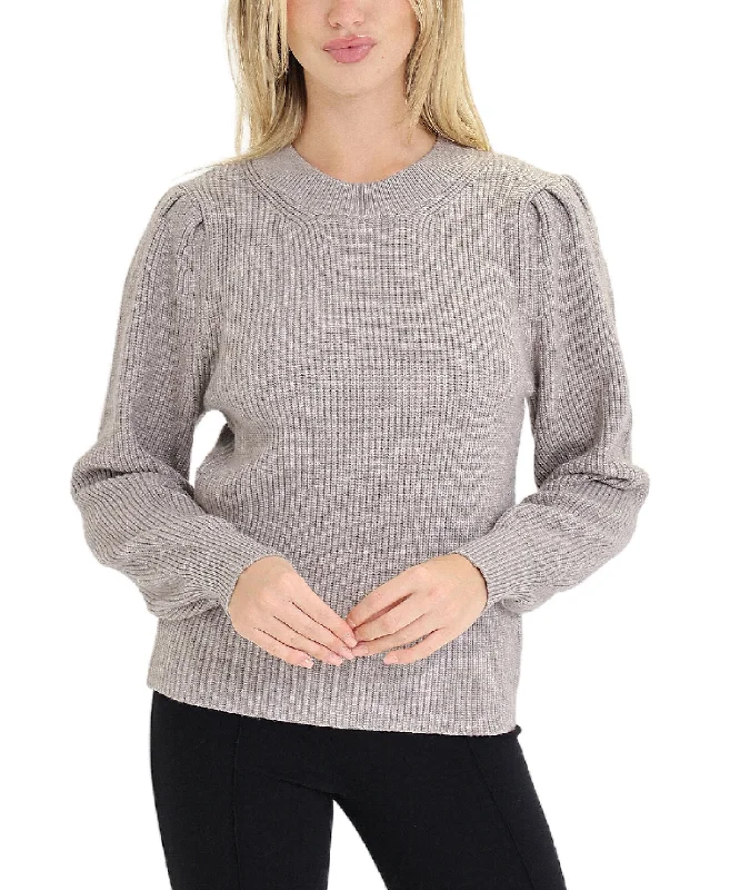 Pullover sweater with wave print -Sweater w/ Balloon Sleeves